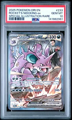 Pokemon 2025 Team Rocket's Nidoking ex 233 Full Art SIR Destined Rivals PSA 10 - Image 1