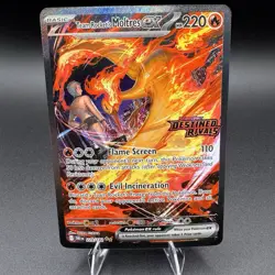 Pokemon Team Rocket's Moltres ex Full Art Holo 229/182 Destined Rivals Stamp - Image 1