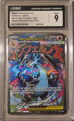 2025 Pokemon Black Star Promo Mega Charizard X ex #023 CGC 9 Mint - Image 1