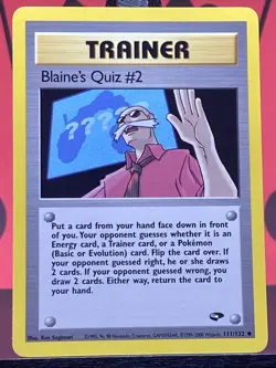 Blaine's Quiz #2 Trainer 111/132 Gym Challenge WOTC Pokemon TCG Uncommon 1999 NM - Image 3