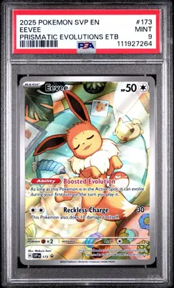 2025 POKEMON SVP EN-SV BLACK STAR PROMO #173 EEVEE PRISMATIC EVOLUTIONS PSA 9 - Image 1