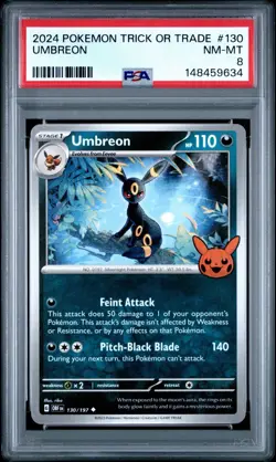 2024 POKEMON TRICK OR TRADE UMBREON 130 PSA 8 - Image 1