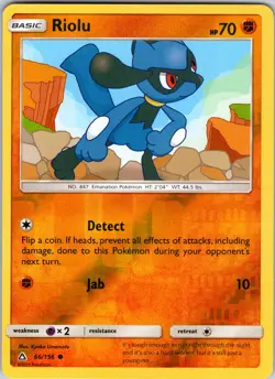 Riolu 66/156 SM - Ultra Prism Pokemon NM/LP Reverse Holo - Image 1