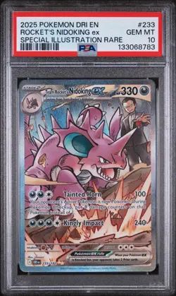 💎PSA 10💎 2025 POKEMON DESTINED RIVALS TEAM ROCKET'S NIDOKING EX 233 SIR - Image 1