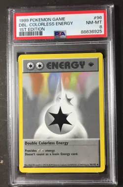 1999 Pokemon Game 1st Edition #86 DOUBLE COLORLESS ENERGY PSA 8 Shadowless - Image 1