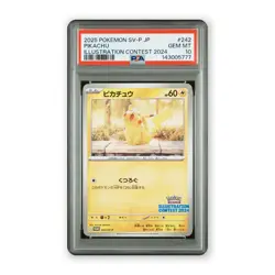 Pikachu Pokemon Japanese SV-P Promo 2025 Illustration Contest 2024 #242 PSA 10 - Image 1