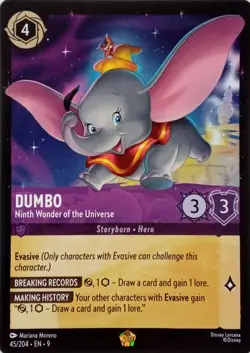 45/204 DUMBO NINTH WONDER OF THE UNIVERSE EN9 LEGENDARY DISNEY LORCANA CARD - Image 1