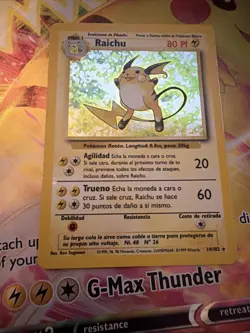 Spanish Holo Raichu Base Set 14/102 Pokemon Card HOLOGRAPHIC RARE WOTC 1999 Mp - Image 2