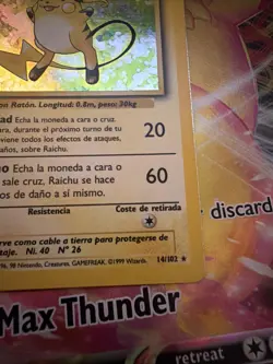 Spanish Holo Raichu Base Set 14/102 Pokemon Card HOLOGRAPHIC RARE WOTC 1999 Mp - Image 5