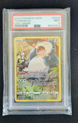2022 POKEMON SWORD & SHIELD FA LOST ORIGIN #TG10 FULL ART SNORLAX PSA 9 - Image 3