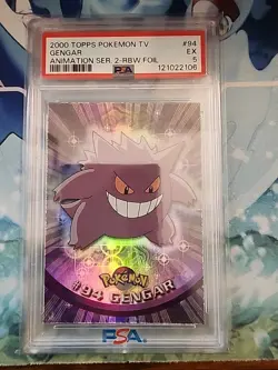 2000 Pokemon Topps Gengar Series 2 Rainbow Foil #94 PSA 5 WX - Image 1