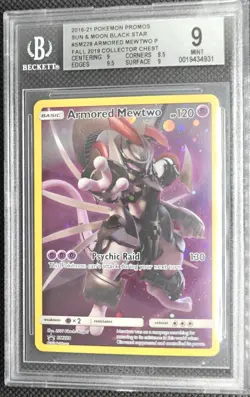BGS 9 MINT Armored Mewtwo SM228 Fall 2019 Coll. Chest Cosmos Holo Promo - Image 1