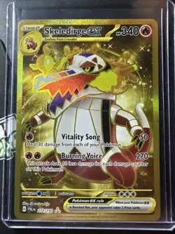 Skeledirge ex 272/193, Paldea Evolved, Gold Hyper Rare Full Art Holo Pokemon TCG - Image 1