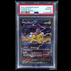 PSA 10 POKEMON 2023 SWSH CROWN ZENITH FA RAIKOU V #GG41 CROWN ZENITH GG41/GG70 - Image 1
