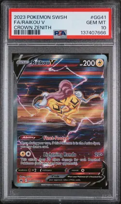 PSA 10 POKEMON 2023 SWSH CROWN ZENITH FA RAIKOU V #GG41 CROWN ZENITH GG41/GG70 - Image 3