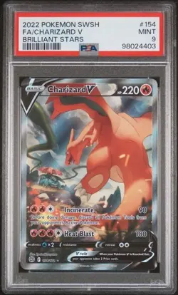 Charizard V Alternate Art Full Art PSA 9 Pokemon Brilliant Stars 154/172 - Image 1