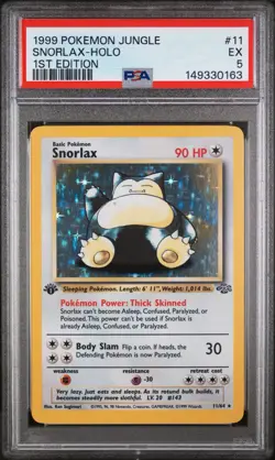 1999 Pokemon Jungle 1st Edition #11 Snorlax HOLO RARE PSA 5 EX - Image 1