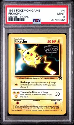 1999 Pokemon WB FIRST MOVIE Promo Pikachu #4 PSA 9 Mint Black Star Promo - Image 2