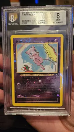 Pokemon BGS 8 Mew #1 Holo Southern Islands 2001 English Double Swirl!! - Image 1