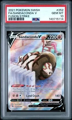 Pokemon Sandaconda V (Alternate Full Art) 252/264 Fusion Strike Holo PSA 10 - Image 1