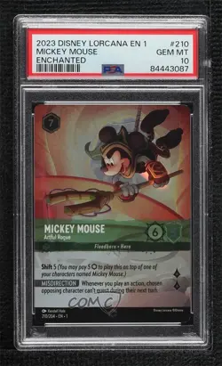 2023 Lorcana - The First Chapter 1 Foil Mickey Mouse Artful Rogue PSA 10 GEM MT - Image 1