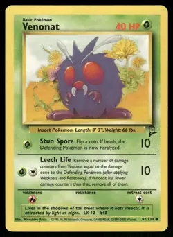 Venonat 97/130 Common Base Set 2 Pokemon Lightly Played - Image 1