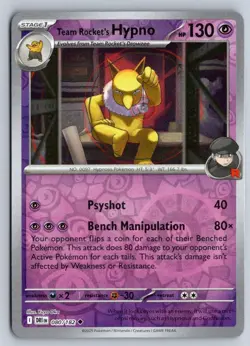 Team Rocket's Hypno 080/182 Uncommon Destined Rivals Pokemon Reverse Holo NM - Image 1