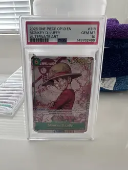 One Piece PSA 10 Monkey D Luffy OP13-118 Alternate Art SEC 2025 GEM MINT 💎 🔥 - Image 1