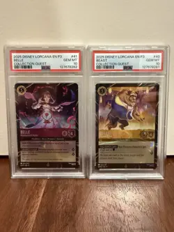 Lorcana Fabled Collection Quest DCA Promo Belle + Beast sequentially # PSA 10 - Image 1