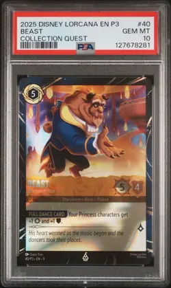 Lorcana Fabled Collection Quest DCA Promo Belle + Beast sequentially # PSA 10 - Image 5