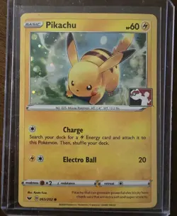 Pikachu 065/202 - Play League Promo Cosmos Holo Stamp Card - Image 1