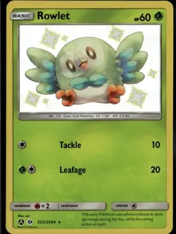 Rowlet Shiny Holo Rare Hidden Fates: Shiny Vault SV2/SV94 Grass Pokemon Card TC - Image 1