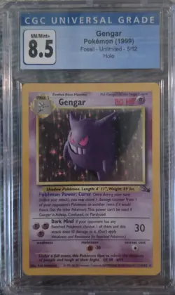 1999 Pokemon Gengar Fossil Unlimited Set Rare Holographic Card 5/62 CGC 8.5! - Image 1