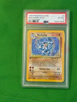 Pokemon 1999 Machamp 8/102 Holo 1st Edition Base Set PSA 6 EX-MT - Image 1