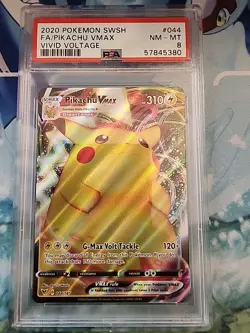 2020 Pokemon SWSH Vivid Voltage #044 FA Pikachu VMAX PSA 8 NM-MT - Image 1
