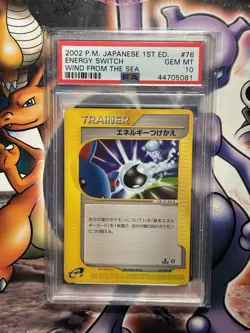 2002 Japanese Pokemon Wind from the Sea 1st Edition ~ Energy Switch #76 ~ PSA 10 - Image 1