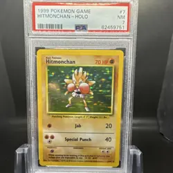 Pokemon Hitmonchan 7/102 Base Set Holo Rare PSA 7 1999 TCG - Image 1