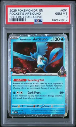 2025 POKEMON DRI EN-DESTINED RIVALS #051 TEAM ROCKET'S ARTICUNO PSA 10 - Image 1