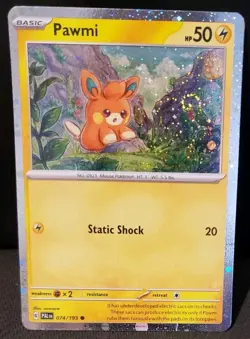 POKEMON PAWMI COSMOS HOLO SWIRL 074/193 PALDEA EVOLVED HP CONDITION - Image 1