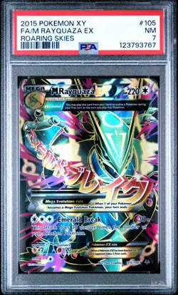 2015 POKEMON XY ROARING SKIES #105 FULL ART/M RAYQUAZA EX PSA 7 - Image 1
