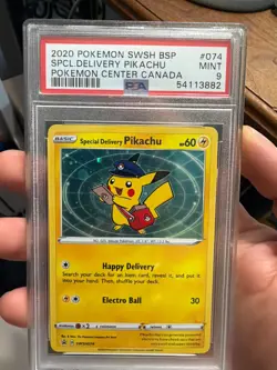 2020 POKEMON SWSH BLACK STAR PROMO #074 SPECIAL DELIVERY PIKACHU-HOLO PSA 9 - Image 1