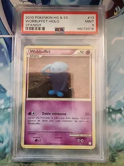 2010 POKEMON HEARTGOLD & SOULSILVER SPANISH #13 WOBBUFFET-HOLO PSA 9 MINT - Image 1