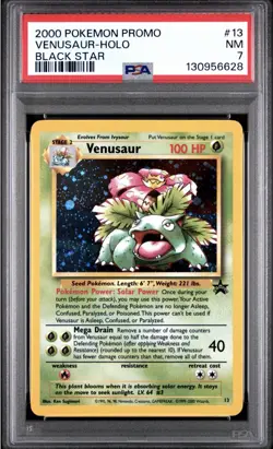 2000 Pokemon Promo Venusaur Holo Black Star Promo #13 PSA 7 NM - Image 1