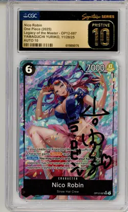 CGC Pristine 10 Auto 10 Yamaguchi Yuriko One Piece Nico Robin OP12-087 (Alt Art) - Image 1