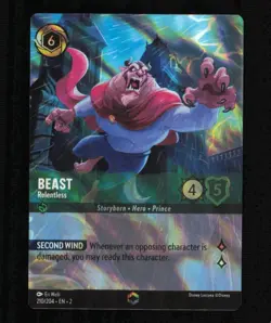 Disney Lorcana Card Beast Relentless 210/204 Enchanted ROTF 2 Enchanted Foil NM - Image 1
