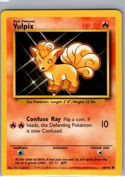 Vulpix 68/102 Non Holo Base Set - Pokemon Card - NM - Image 1