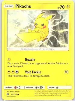 Pikachu 66/236 Non Holo SM - Cosmic Eclipse - Pokemon Card - NM - Image 1
