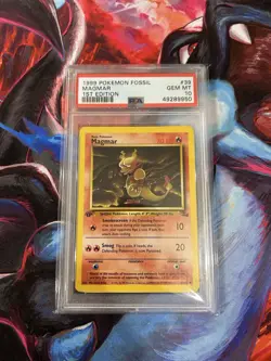 PSA 10 1st Edition Magmar Fossil - (39/62) HET MINT 1999 Pokemon English - Image 1