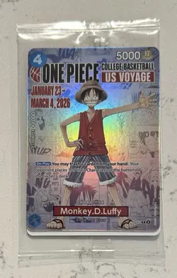 One Piece Monkey.D.Luffy [College Basketball US Voyage] P-055 Promo Card SEALED - Image 1