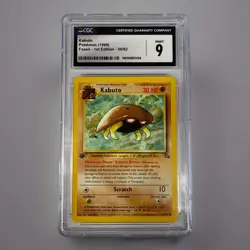 Kabuto 50/62 1st Edition Fossil 1999 Graded CGC 9 MINT Graded Pokemon Card - Image 1